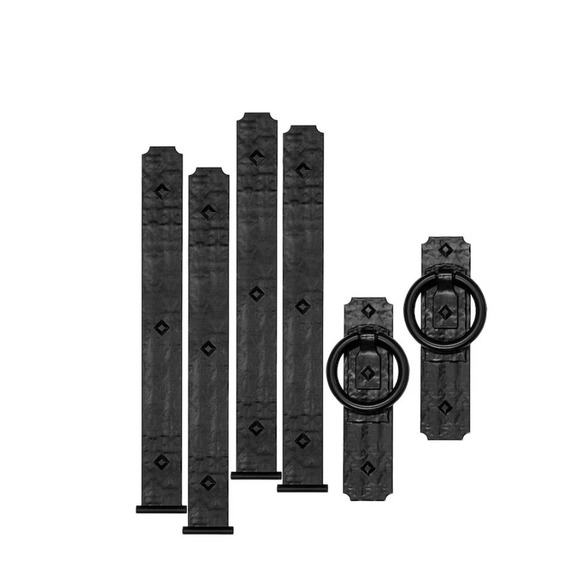 Decorative Garage Door Hardware Kit | Rustic Rings Handles & Hinges - Picture 1 of 5